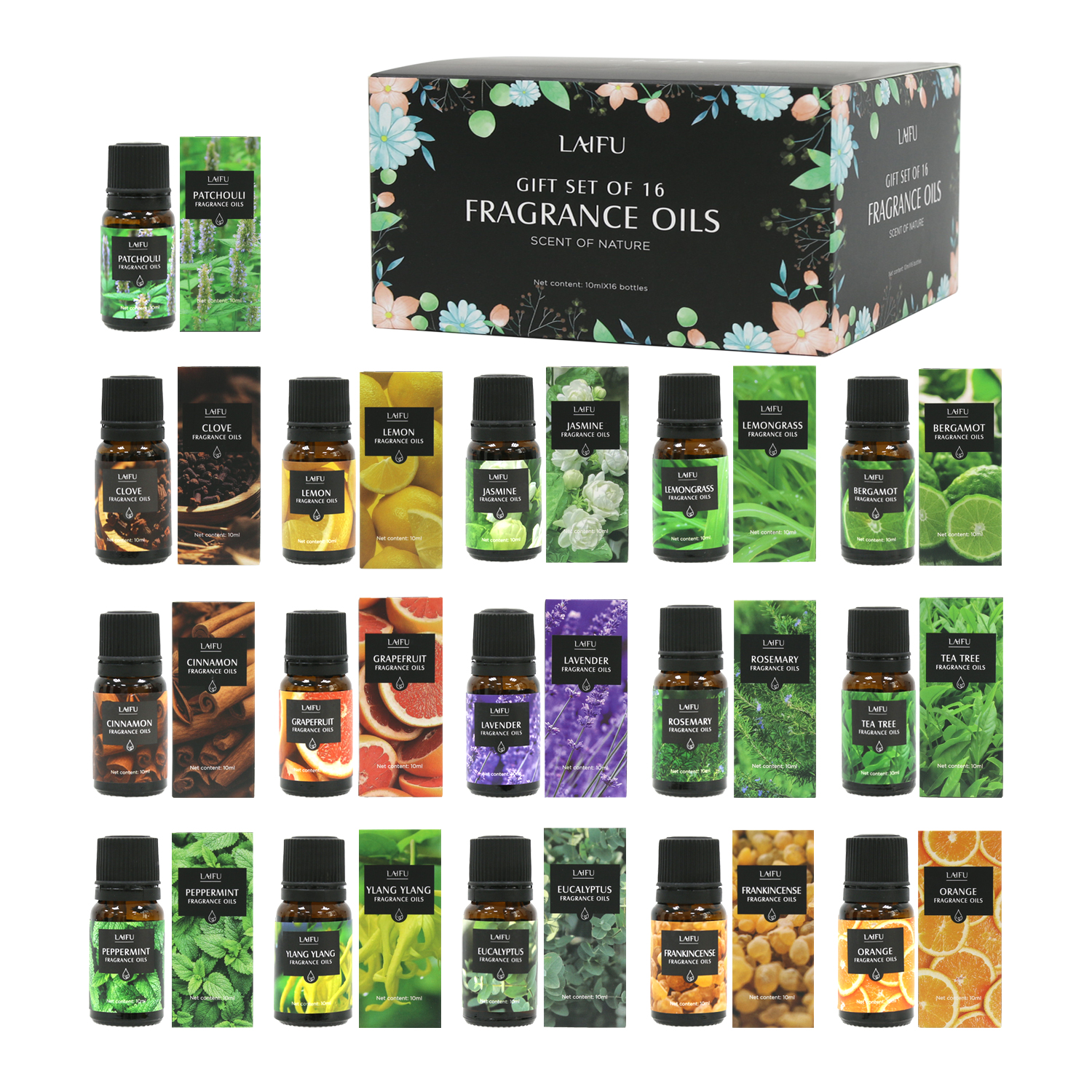 Home Fragrance Set - 16x10ml Essential Oils Set for Diffuser