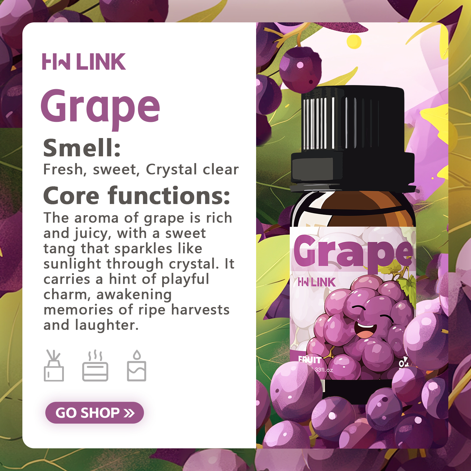 Grape Essential Oil 10ml Perfu - Fragrance Home Decor 리뷰 및 가격